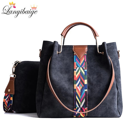 Rainbow Shoulder Strap Women Handbag High Capacity Tote Bag 2-Piece Set Handbag Women Famous Brand Shoulder Messenger Bags Sac