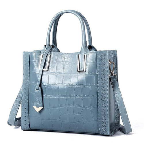Female Big Tote Bag Genuine Leather Retro Crocodile Pattern Women Handbag Lady Classic Shoulder Messenger Bags Shopping Purse