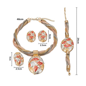 MUKUN African Jewelry Charm Necklace Earrings Dubai Gold Jewelry Sets for Women Wedding Bridal Bracelet Ring Pendant Jewelry Set