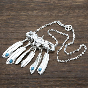 New Inlaid turquoise Feather Flying Eagle Suit Necklace Pendant 100% S925 Sterling silver color Men Necklace Fashion Jewelry