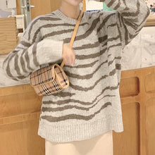 Load image into Gallery viewer, New Striped Sweater Women Oversized Soft Autumn O-Neck Chic Pullover Casual Top Knitted Loose Outwear Warm Black Clothes 2021