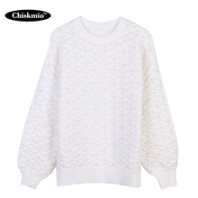 Load image into Gallery viewer, Fashion Pearl Beaded Oversize Sweater Women Knitwear Tops Thick Warm Cotton Loose Pullover Casual Pearl Sweaters Women Clothes