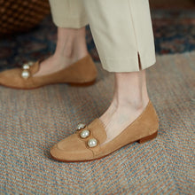 Load image into Gallery viewer, Smeeroon 2021 Big Size 34-40 Genuine Leather Single Shoes Women Pumps Top Quality Pearl Spring Summer Casual Shoes Ladies
