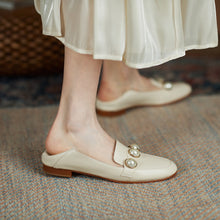 Load image into Gallery viewer, Smeeroon 2021 Big Size 34-40 Genuine Leather Single Shoes Women Pumps Top Quality Pearl Spring Summer Casual Shoes Ladies