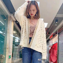 Load image into Gallery viewer, Knitwear Women Spring Winter New Fashion Heavy Pearl Beaded Thickening Warm Knit Cardigan Coat Girl Ladies Knitting Sweater Tops