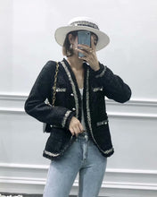 Load image into Gallery viewer, Autumn V-neck Long Sleeve Small Fragrant Pearl Buckle Women&#39;s Jacket Coat Vintage Casual Fashion Chic Female Tops