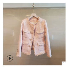 Load image into Gallery viewer, womens jackets and coats new style fashion single-breasted tweed woolen tassel temperament coat short top women&#39;s coat