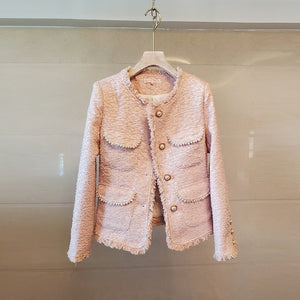 womens jackets and coats new style fashion single-breasted tweed woolen tassel temperament coat short top women's coat