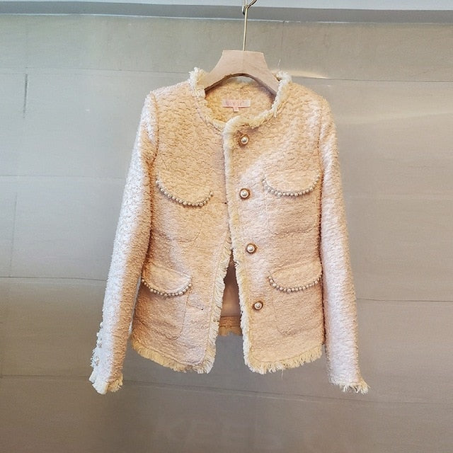 womens jackets and coats new style fashion single-breasted tweed woolen tassel temperament coat short top women's coat