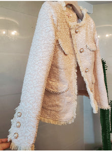 womens jackets and coats new style fashion single-breasted tweed woolen tassel temperament coat short top women's coat