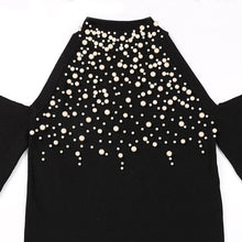 Load image into Gallery viewer, New Fashion Autumn Winter Women Sweaters Europe America Knitted Sweater Tops High quality Pearl beaded Bare Shoulders Feminino