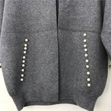 Load image into Gallery viewer, Top  Women Pearl Beading Elegant Gray Short Cardigans Femme  2021 New Women Spring And Autumn Knitted Sweater