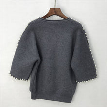 Load image into Gallery viewer, Top  Women Pearl Beading Elegant Gray Short Cardigans Femme  2021 New Women Spring And Autumn Knitted Sweater