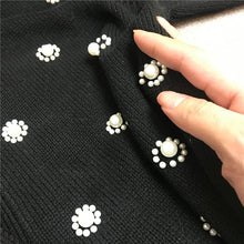 Load image into Gallery viewer, Retro Heavy Industry Pearl Flower Bead Long Sleeve Coat Sweater Womens Knitted Cardigan Top Female Black Knitwear Girls Sweaters