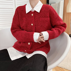 2021 Autumn Winter Women Cardigans Coat Pearl Button Sweater Women Casual Kintted Cardigans Long Sleeve Sweater Tops Streetwear