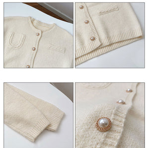 2021 Autumn Winter Women Cardigans Coat Pearl Button Sweater Women Casual Kintted Cardigans Long Sleeve Sweater Tops Streetwear