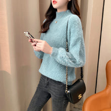 Load image into Gallery viewer, 2021 Women Knitted Sweater and Pullovers Oneck Pearls Beading Sweater Sweet Pull Jumpers Long Sleeve Kawaii Pull Femme Warm Top