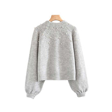 Load image into Gallery viewer, HStar women elegant pearls knitted sweater basic long sleeve stretchy pullovers female casual wear chic tops