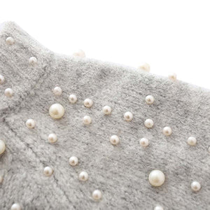 HStar women elegant pearls knitted sweater basic long sleeve stretchy pullovers female casual wear chic tops