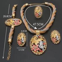 Load image into Gallery viewer, Fashion African Jewelry Charm Necklace Earrings Dubai Gold Jewellery Sets For Women Wedding Bridal Bracelet Ring Jewlery Set