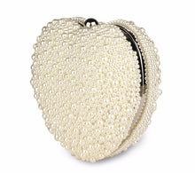 Load image into Gallery viewer, Luxy moon Pearl Evening Purse Women White Heart Hand Bag Bridal Wedding Dinner Party Purse Ladies.