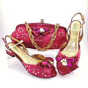 Gold Shoes and Bag Sets for Women 2020 New Coming Nigerian Shoes with Matching Bags for Women African Shoes and Bag Set