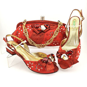 Gold Shoes and Bag Sets for Women 2020 New Coming Nigerian Shoes with Matching Bags for Women African Shoes and Bag Set