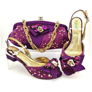 Gold Shoes and Bag Sets for Women 2020 New Coming Nigerian Shoes with Matching Bags for Women African Shoes and Bag Set