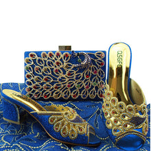 Load image into Gallery viewer, High Quality New Arrivals Christmas Party Italian Shoes and Bag to Match in Blue Color African Lady Matching Shoes and Bag