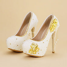 Load image into Gallery viewer, CACARE Luxury Wedding Shoes Shinny Rhinestones Platform High Heels Customized Bridal Party Shoes Cinderella Multi-choice F2956