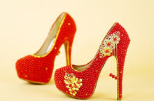 Load image into Gallery viewer, CACARE Luxury Wedding Shoes Shinny Rhinestones Platform High Heels Customized Bridal Party Shoes Cinderella Multi-choice F2956