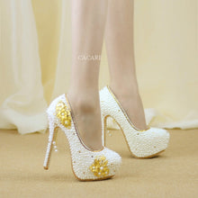 Load image into Gallery viewer, CACARE Luxury Wedding Shoes Shinny Rhinestones Platform High Heels Customized Bridal Party Shoes Cinderella Multi-choice F2956