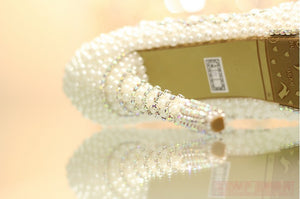 2021 Gorgeous And Fashion Pearl High Heel wedding shoes Rhinestone Crystal bridal shoes wedding shoes 35 to 39 Cow Split shoes