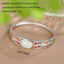 Load image into Gallery viewer, Luomansi Natural Hetian Jade Bracelet Real S925 Silver Gemstone Jewelry Woman Cuff Bracelet Party Wholesale