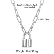 Load image into Gallery viewer, New Punk Stainless Steel PaperClip Layered Chain Lock Necklace for Women Men Gold Silver Color Couple Jewelry Adjustable DNM36