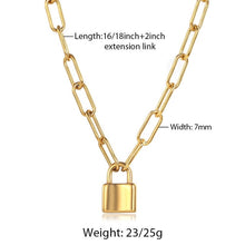 Load image into Gallery viewer, New Punk Stainless Steel PaperClip Layered Chain Lock Necklace for Women Men Gold Silver Color Couple Jewelry Adjustable DNM36