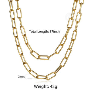 Trend Double Layer Necklace Choker Collar Statement for Women Curb Paperclip Link Chain Punk Fashion Gold Rock Jewelry DN241