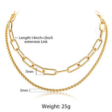 Load image into Gallery viewer, Trend Double Layer Necklace Choker Collar Statement for Women Curb Paperclip Link Chain Punk Fashion Gold Rock Jewelry DN241