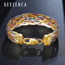 Load image into Gallery viewer, Italian 925 Sterling Silver Three Color Gold Plated Thread Weave Bracelets Fine Jewelry Women Trendy Valentine&#39;s Day Gift