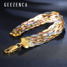 Load image into Gallery viewer, Italian 925 Sterling Silver Three Color Gold Plated Thread Weave Bracelets Fine Jewelry Women Trendy Valentine&#39;s Day Gift