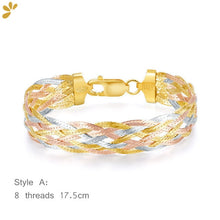 Load image into Gallery viewer, Italian 925 Sterling Silver Three Color Gold Plated Thread Weave Bracelets Fine Jewelry Women Trendy Valentine&#39;s Day Gift