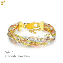 Load image into Gallery viewer, Italian 925 Sterling Silver Three Color Gold Plated Thread Weave Bracelets Fine Jewelry Women Trendy Valentine&#39;s Day Gift