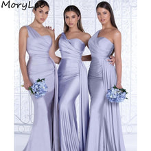 Load image into Gallery viewer, Bridesmaid Dresses Sweetheart One Shoulder Spandex Satin Mermaid Bridesmaid Dresses With Zipper Wedding Party Bridemaid Gowns