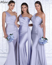 Load image into Gallery viewer, Bridesmaid Dresses Sweetheart One Shoulder Spandex Satin Mermaid Bridesmaid Dresses With Zipper Wedding Party Bridemaid Gowns