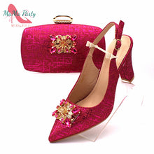 Load image into Gallery viewer, Fashionable African Shoes and Bag Set Italian Women  Fuchsia Color Nigerian Shoes with Matching Bags for Royal Wedding Party