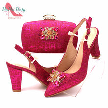 Load image into Gallery viewer, Fashionable African Shoes and Bag Set Italian Women  Fuchsia Color Nigerian Shoes with Matching Bags for Royal Wedding Party