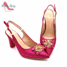 Load image into Gallery viewer, Fashionable African Shoes and Bag Set Italian Women  Fuchsia Color Nigerian Shoes with Matching Bags for Royal Wedding Party