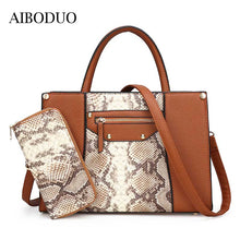 Load image into Gallery viewer, AIBODUO Two Piece Handbag For Women 2020 New Color Contrast Snake Print Composite Bag Fashion Two Piece Set Shoulder Bag