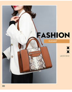 AIBODUO Two Piece Handbag For Women 2020 New Color Contrast Snake Print Composite Bag Fashion Two Piece Set Shoulder Bag