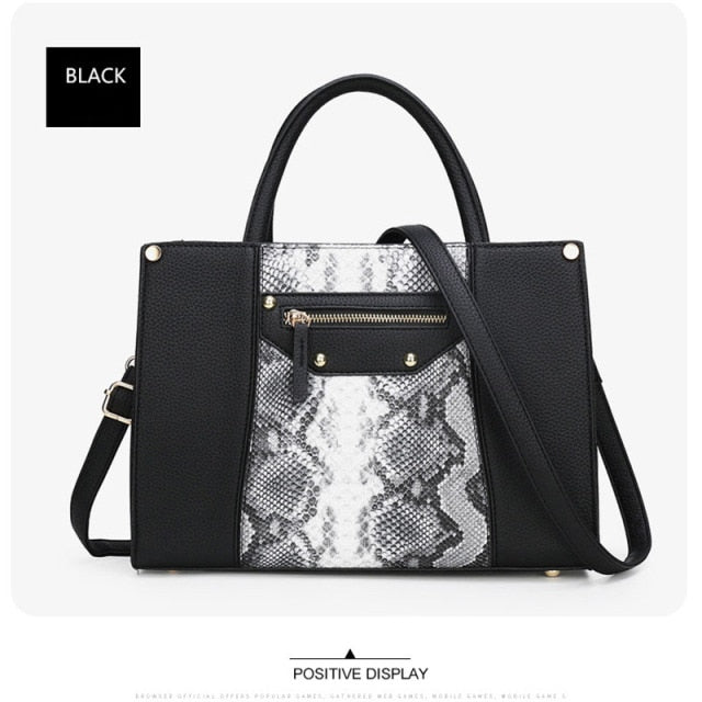 AIBODUO Two Piece Handbag For Women 2020 New Color Contrast Snake Print Composite Bag Fashion Two Piece Set Shoulder Bag